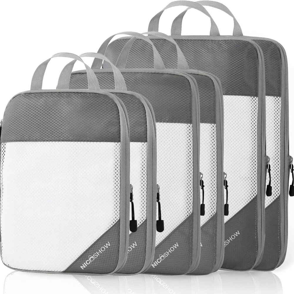 Compression Travel Packing Cubes for Suitcases, 600D Ripstop Nylon, Portable